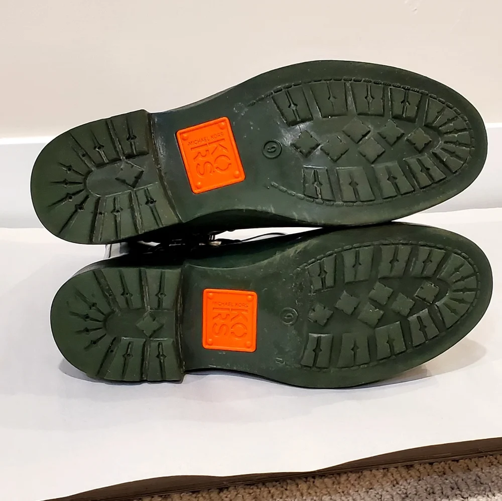 Michael Kors Forest Green Stormy Short Rain Boots, Wms 9, Good Cond.